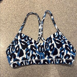 Fleo Blue and Black Sports Bra with Racerback
